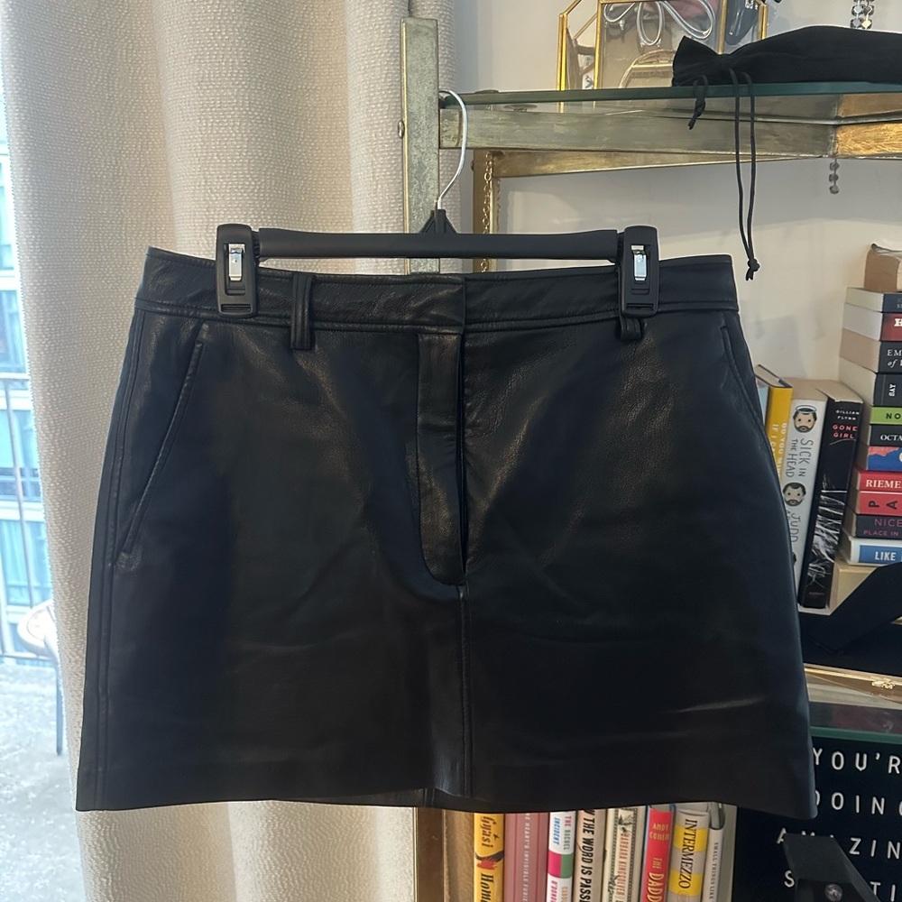 Babaton Black Leather Skirt